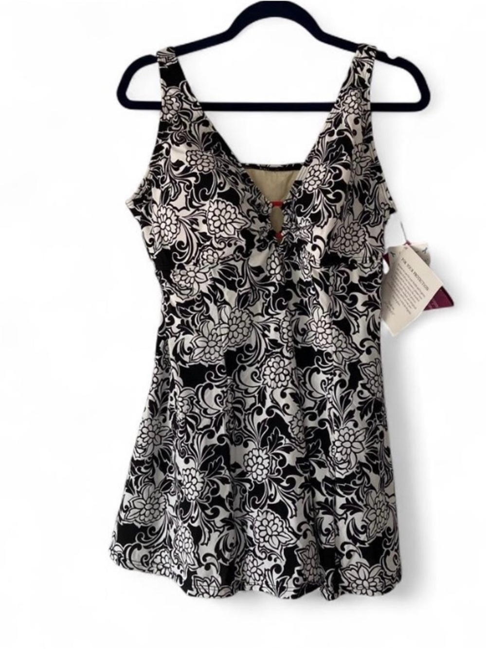 NWT Fit 4 U "Fit 4 Ur C's" Damask Floral One-Piece Swim Dress Plus Size 20W QVC - Picture 1 of 6